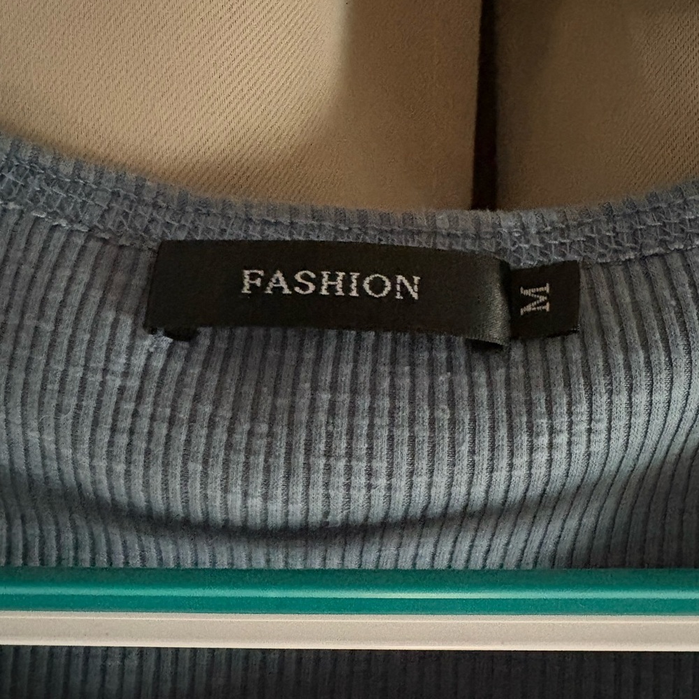 Blue Ribbed Women's Top - Picture 2 of 2
